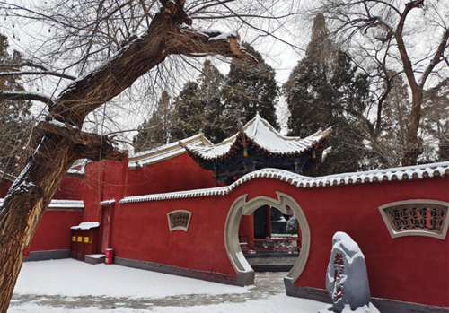 昨夜，雪落在武威文庙