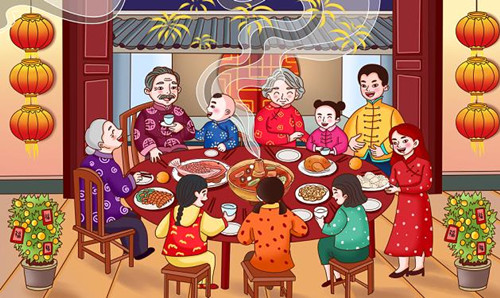 七律.颂春节华夏团圆情