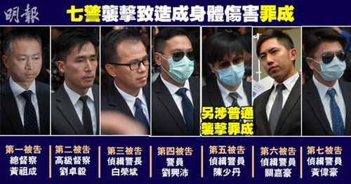 香港警察殴打“占中者”案今日裁决：七名警员全部被定罪