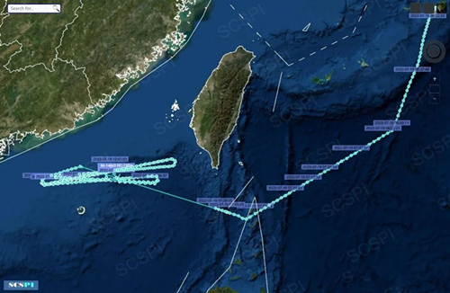 美空军侦察机在台湾海峡南口进行高强度抵近侦察